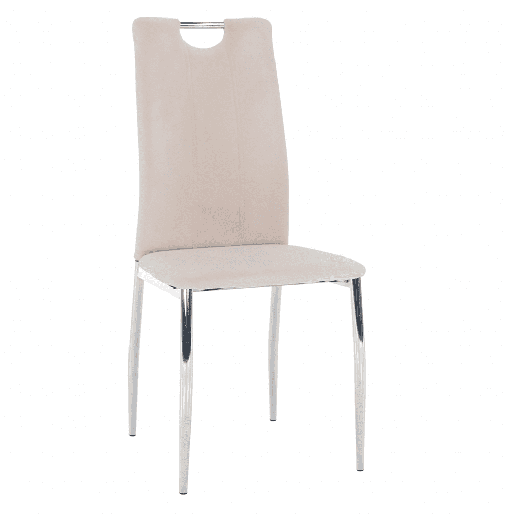 KONDELA Jedálenská stolička, béžová Dulux Velvet látka / chróm, OLIVA NEW